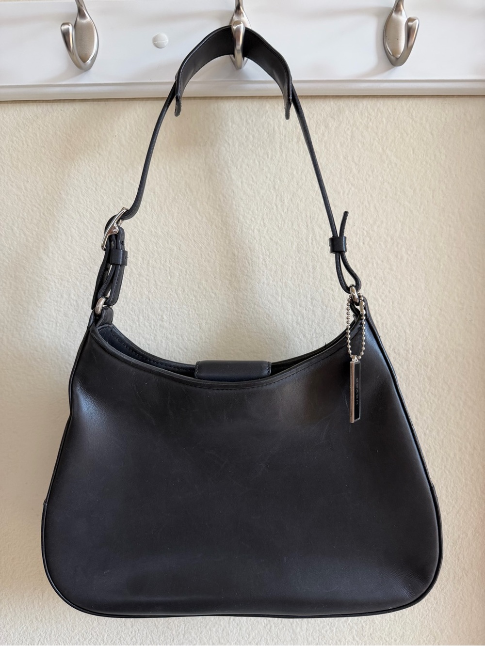 Vintage Coach 8134 Black Leather Girlie Hobo Shoulder Bag Y2K Hangtag